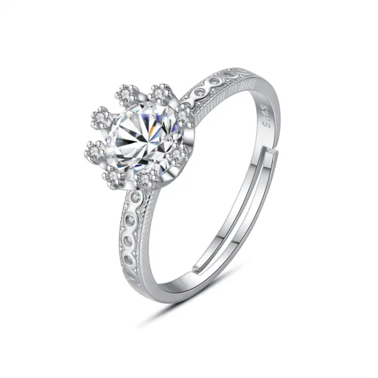 Colored Woman Diamond New Adjustable 925 Silver Sizer Adjuster Engagement Iced out Ring Moissanite